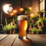 DALL·E 2023-12-23 10.34.08 - A photo exemplifying the use of the right background in beer photography. The scene displays a pint of beer with a robust head, set against an ideal.png